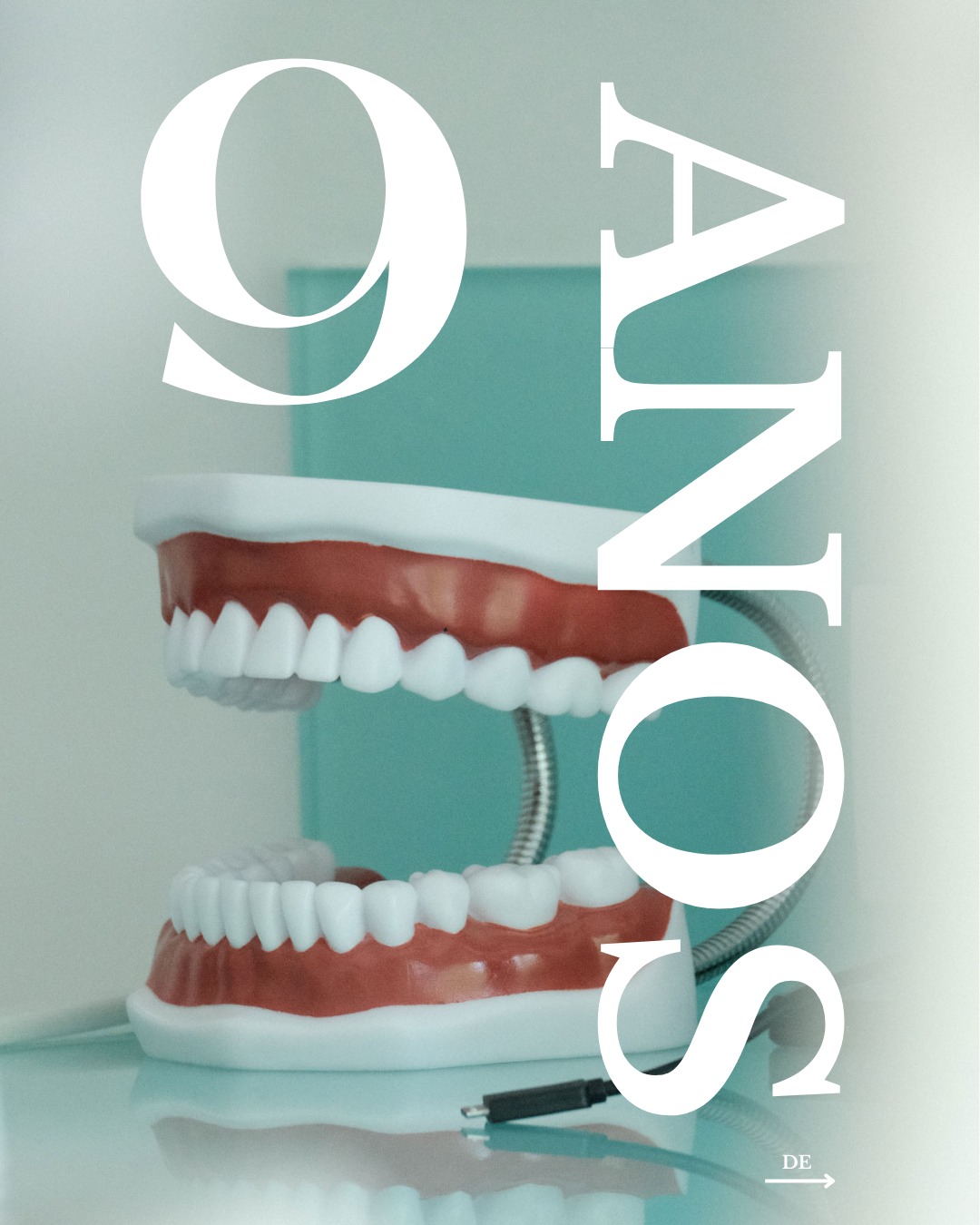 Detalhe de modelo dentário e equipamento de precisão clínica